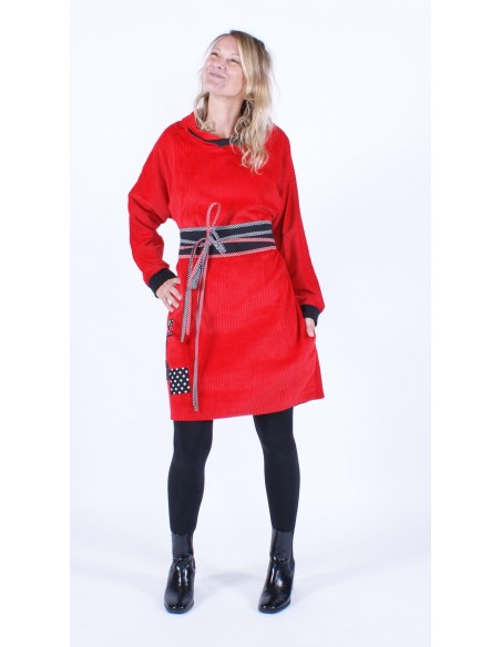 Robe velours rouge